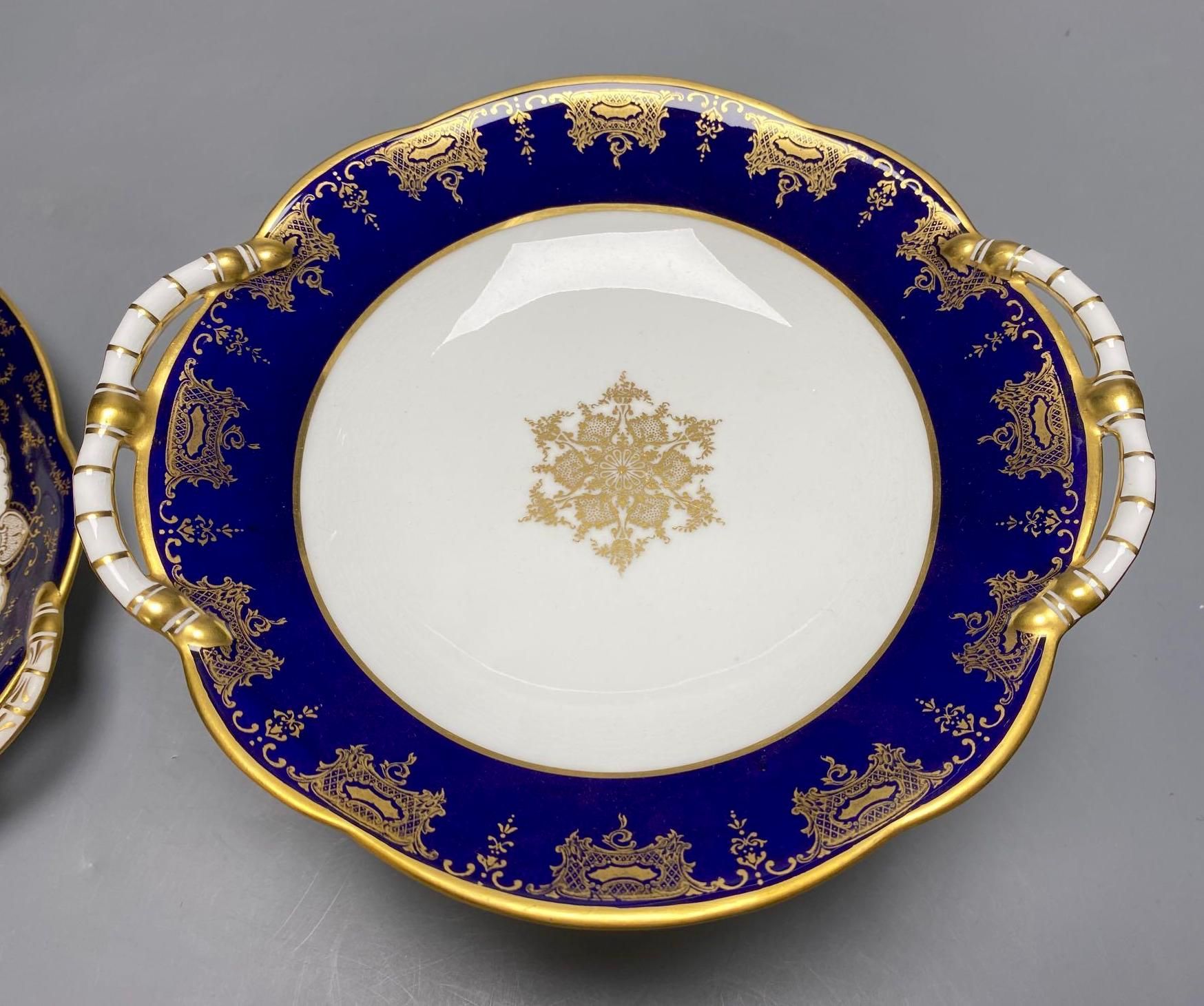 A Coalport bone china dessert service, pattern 8149 (18) and a Coalport two handled serving dish